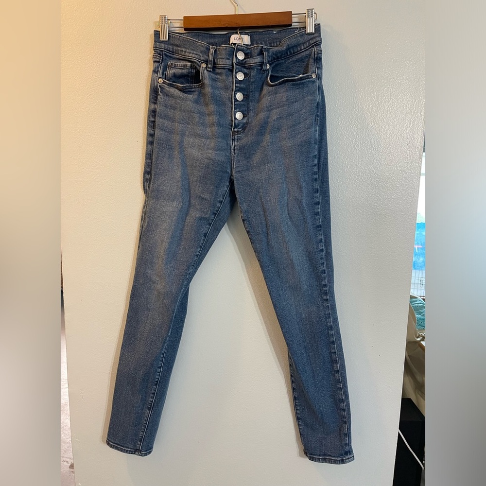 Loft Outlet High Rise Skinny Curvy Button Fly Jeans Size 6
